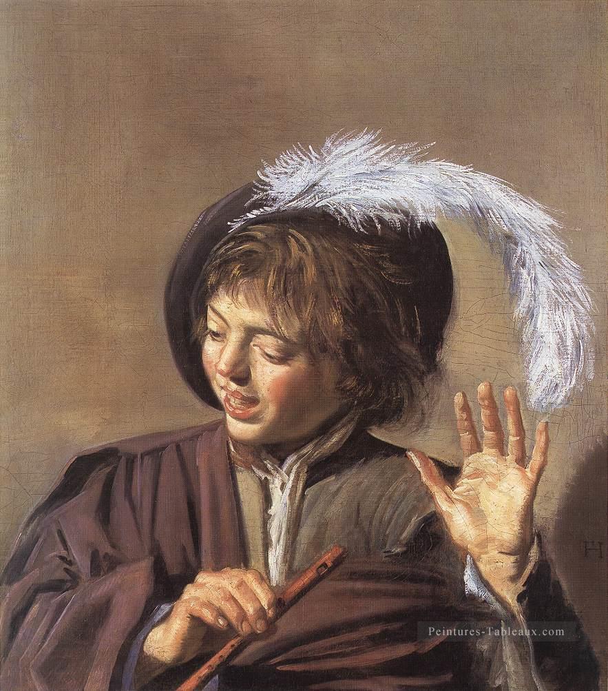 Chanteur avec une flûte portrait Siècle d’or néerlandais Frans Hals Peintures à l'huile